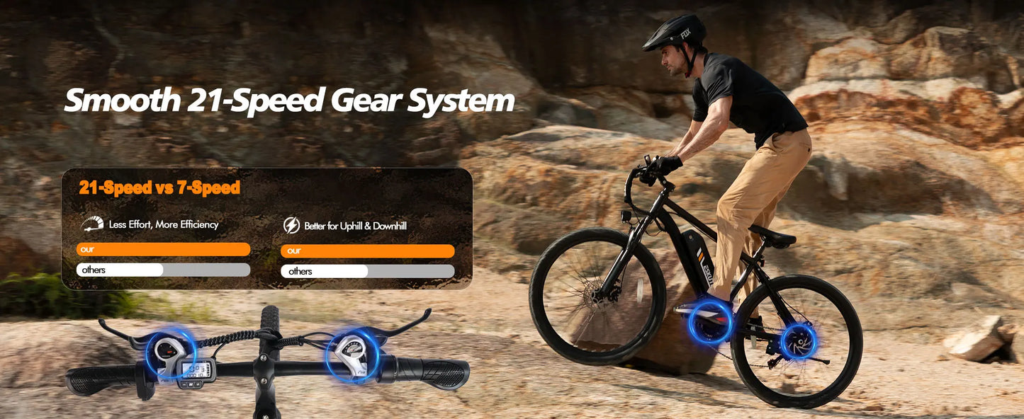ESKUTE M200 Electric Mountain Bike – 1200W Peak Power 21 Gears