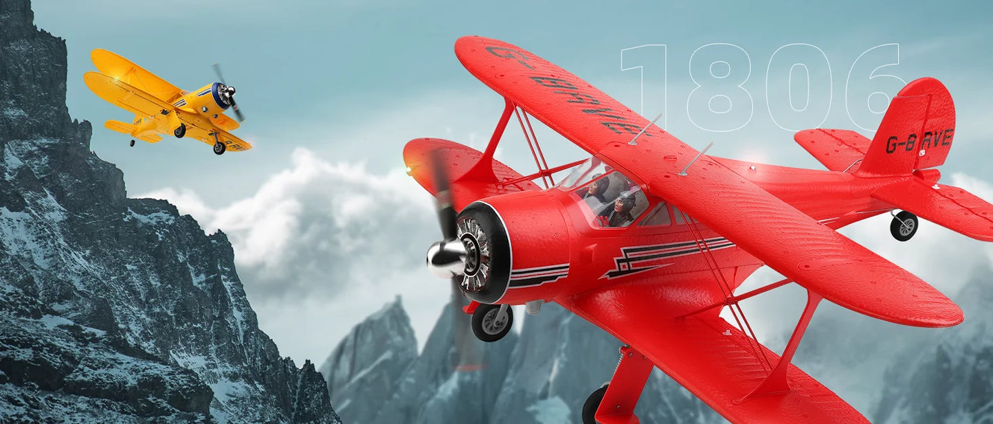 WLtoys A300 Beechcraft D-17 RC Plane – 4 Channel Brushless Remote Control Airplane with Lights, Dual Batteries, 2.4GHz Radio System