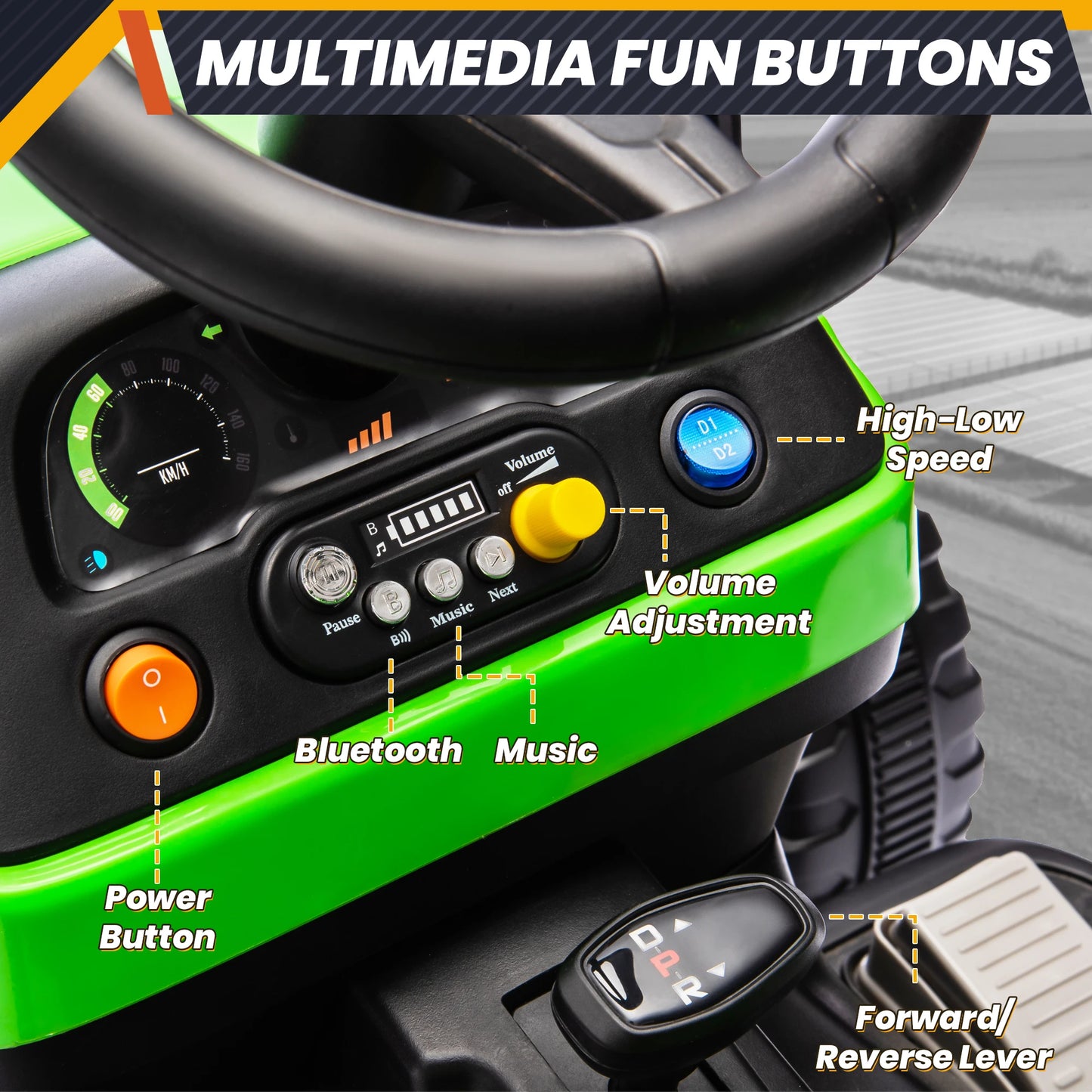 24V 2-Seater Ride-On Tractor Truck with Remote Control & Detachable Trailer – Perfect Gift for Kids Ages 2–6