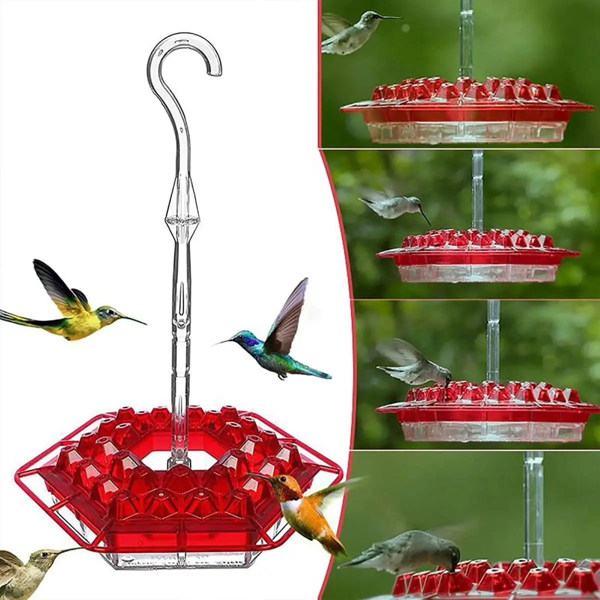 Hummingbird Feeder Outdoor Hanging Leak-Proof Nectar Feeder with 30 Feeding Ports