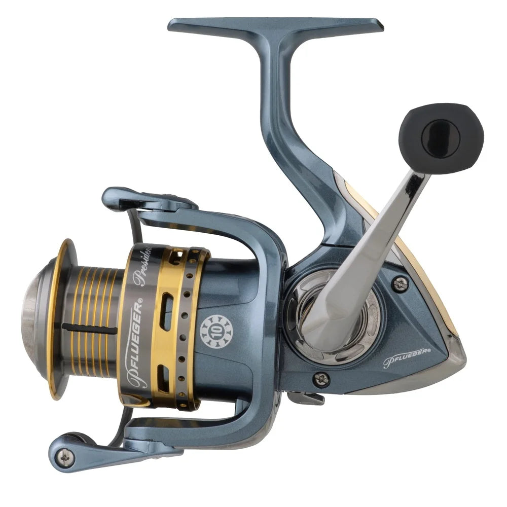 President size 35 spinning reel with 10 ball bearings, graphite body, and 12lb max drag