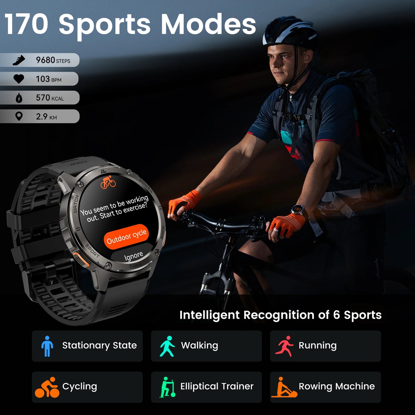 KOSPET TANK T3 Smartwatch – Military Grade, AMOLED Display, 5ATM + IP69K Waterproof