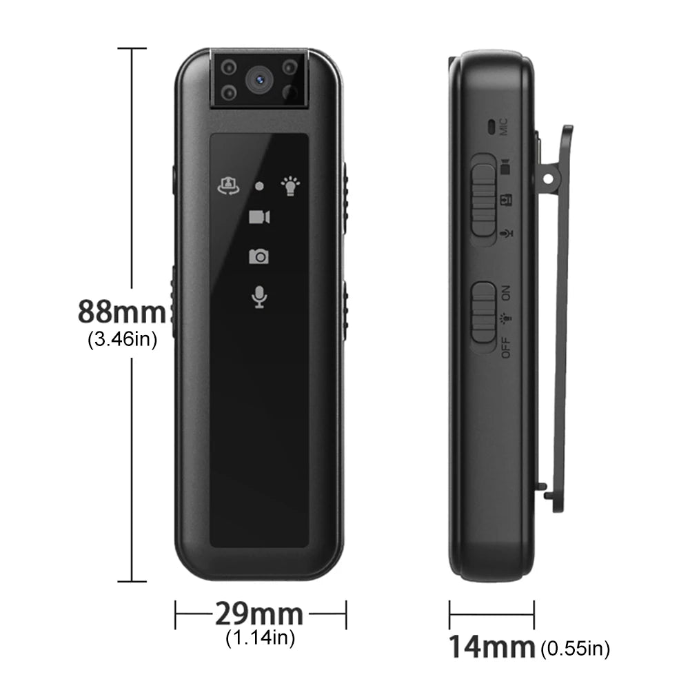 Mini HD 1080P Body Camera with Night Vision & 180° Rotating Lens