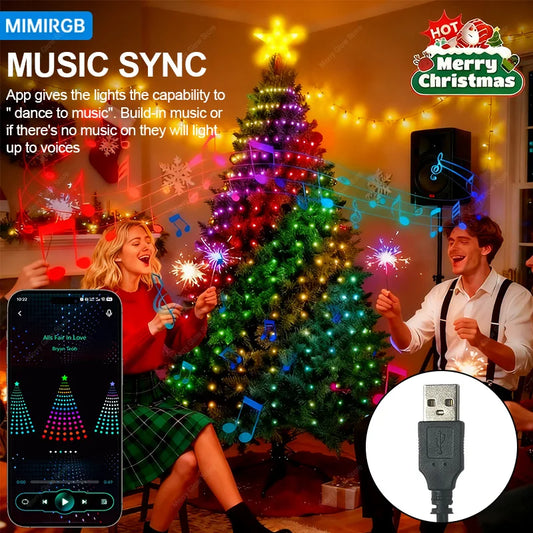 Led Lights String Bluetooth Application Control DIY Image LED RGB Fairy Christmas Tree Lights Holiday Decorations