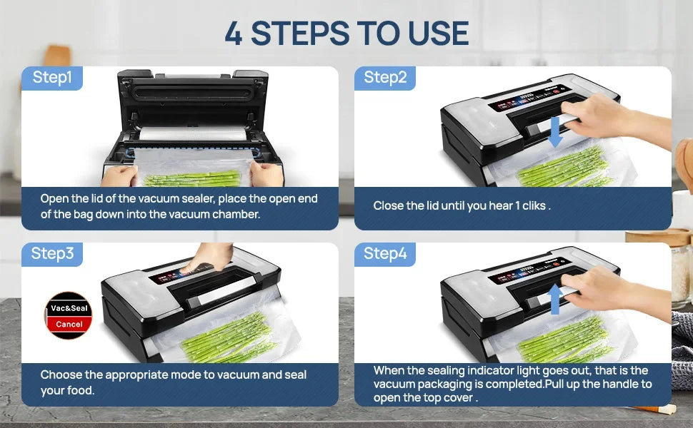 Vakumar VH5186 Food Vacuum Sealer Machine | Automatic Kitchen Sealer with Built-In Cutter & Bag Storage