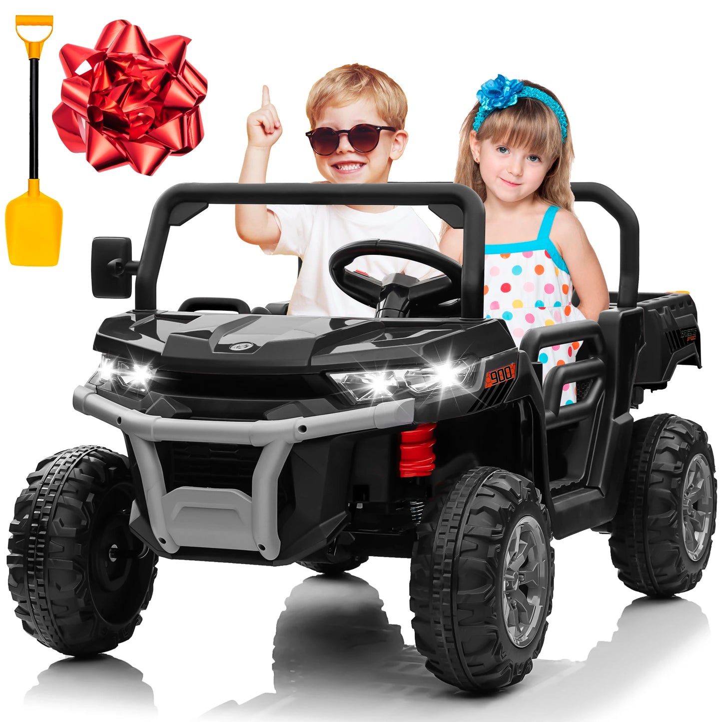 24V 2-Seater Ride-On Dump Truck with 800W Motors, Remote Control & Electric Bed – Off-Road UTV for Kids