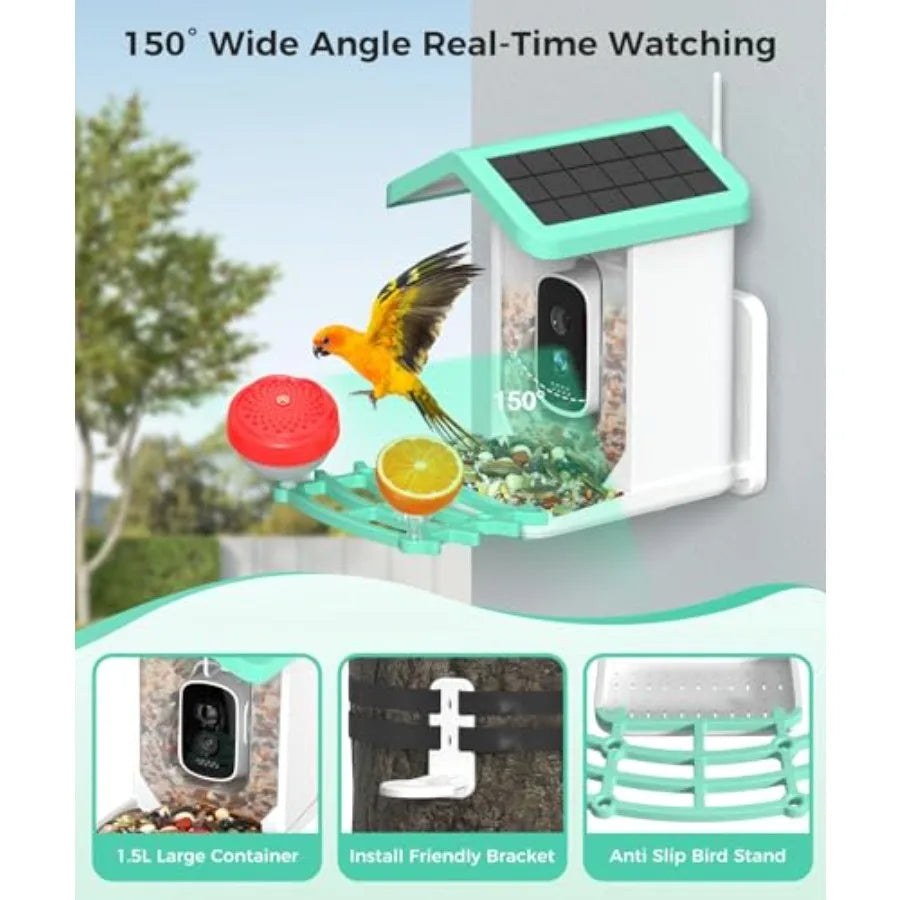 4K Smart Bird Feeder with AI Camera & Solar Power for Bird Watching