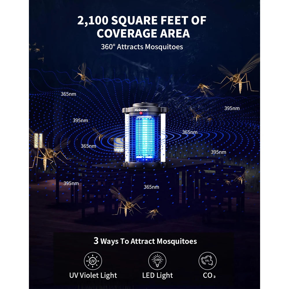Minimoon Bug Zapper Outdoor Mosquito Zapper with Dual LED Light 4200V Electric Fly Trap