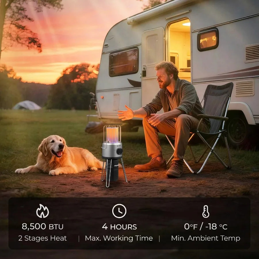 Camplux 2-in-1 Portable Propane Heater & Outdoor Stove – 8,500 BTU with Drink Warmer, Safety Shut-Off, and Carry Bag