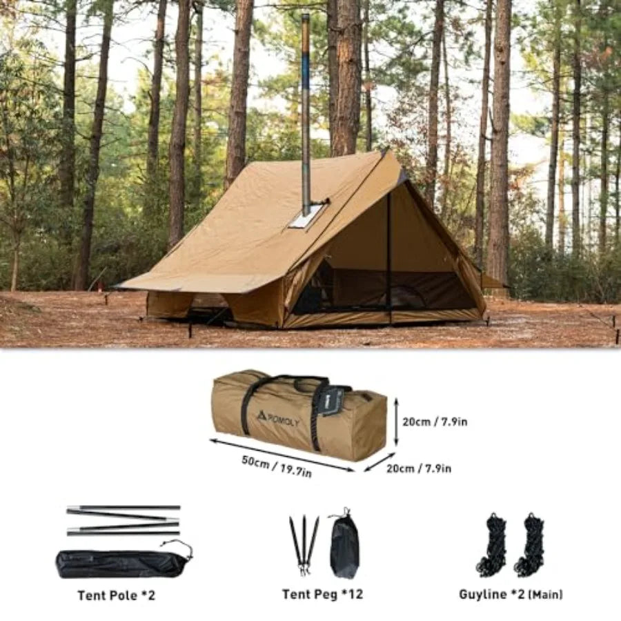 Camping Hot Tent Cabin Tent Chalet 70 Pro – Portable Wall Tent with Stove Jack and Two Poles for 2–3 Person Hiking & Backpacking