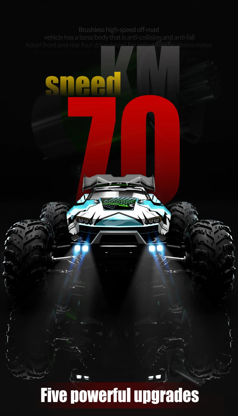 Teeggi 16101 / 16102 PRO 1:16 RC Drift Car – 70KM/H Brushless 4WD Off-Road Monster Truck with LED Lights