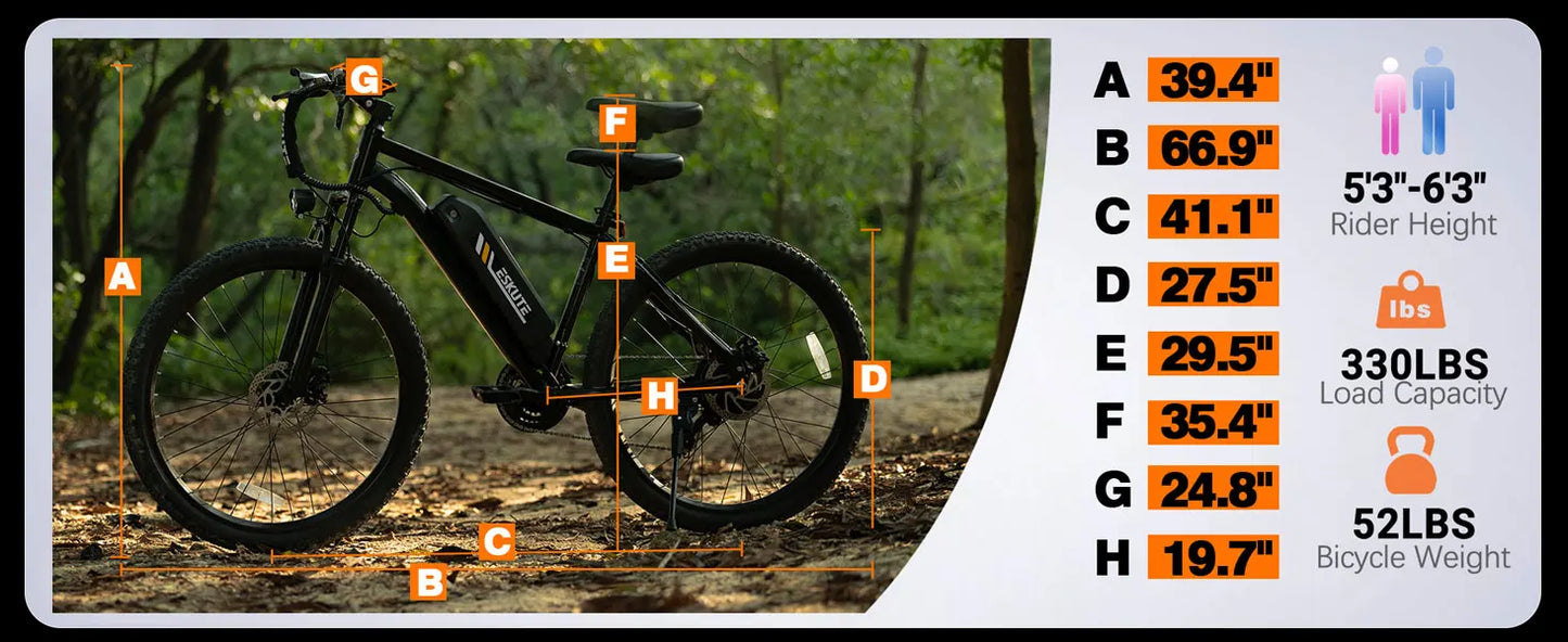 ESKUTE M200 Electric Mountain Bike – 1200W Peak Power 21 Gears