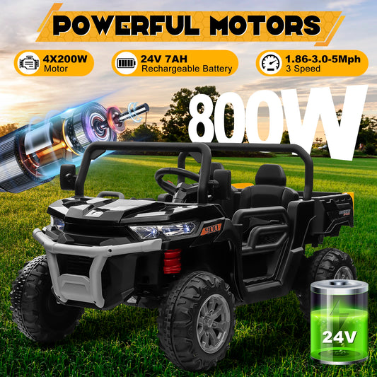24V 2-Seater Ride-On Dump Truck with 800W Motors, Remote Control & Electric Bed – Off-Road UTV for Kids