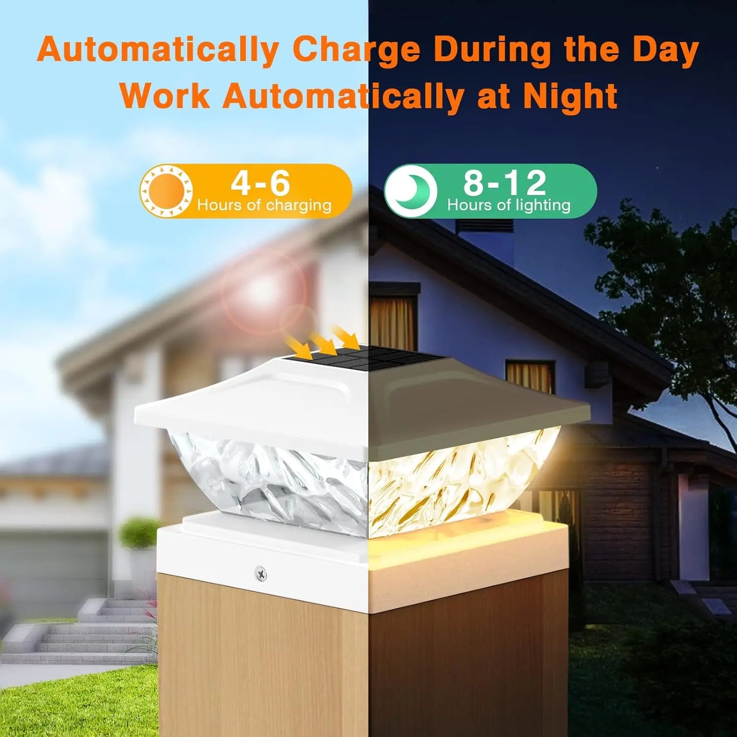 4/6/8/12 Pack 2 Mode Bright Solar Post Lights For Porches, Decks & Walkways