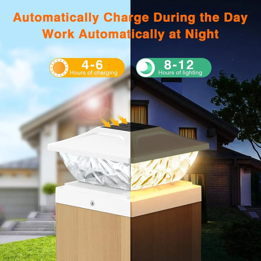 4/6/8/12 Pack 2 Mode Bright Solar Post Lights For Porches, Decks & Walkways