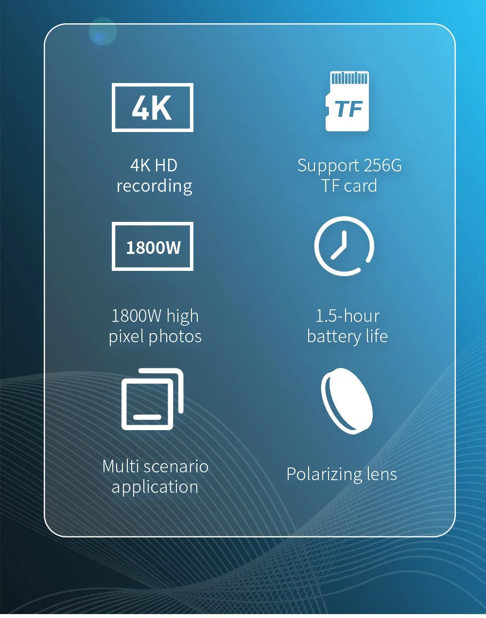 4K HD Smart Camera Glasses with 64GB Storage & Hands-Free POV Recording