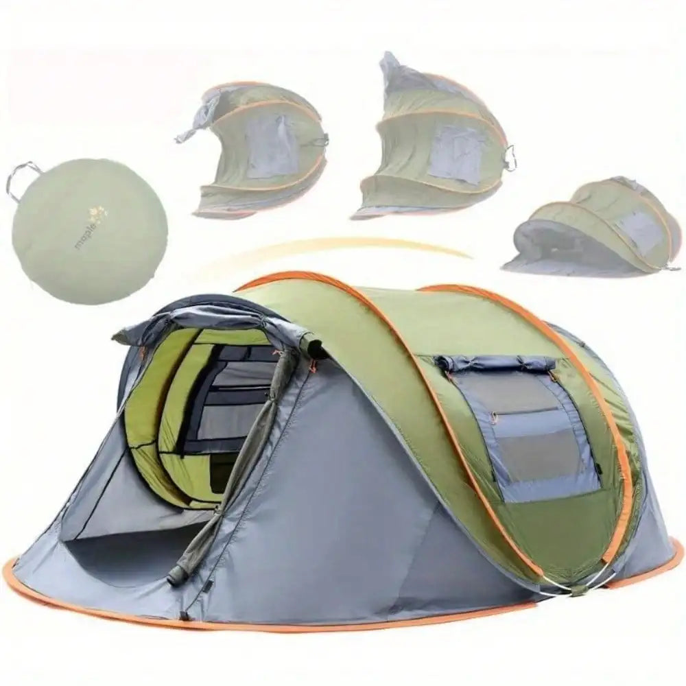 4-Person Easy Pop Up Camping Tent with 2 Doors, Waterproof & UPF50+ UV Protection
