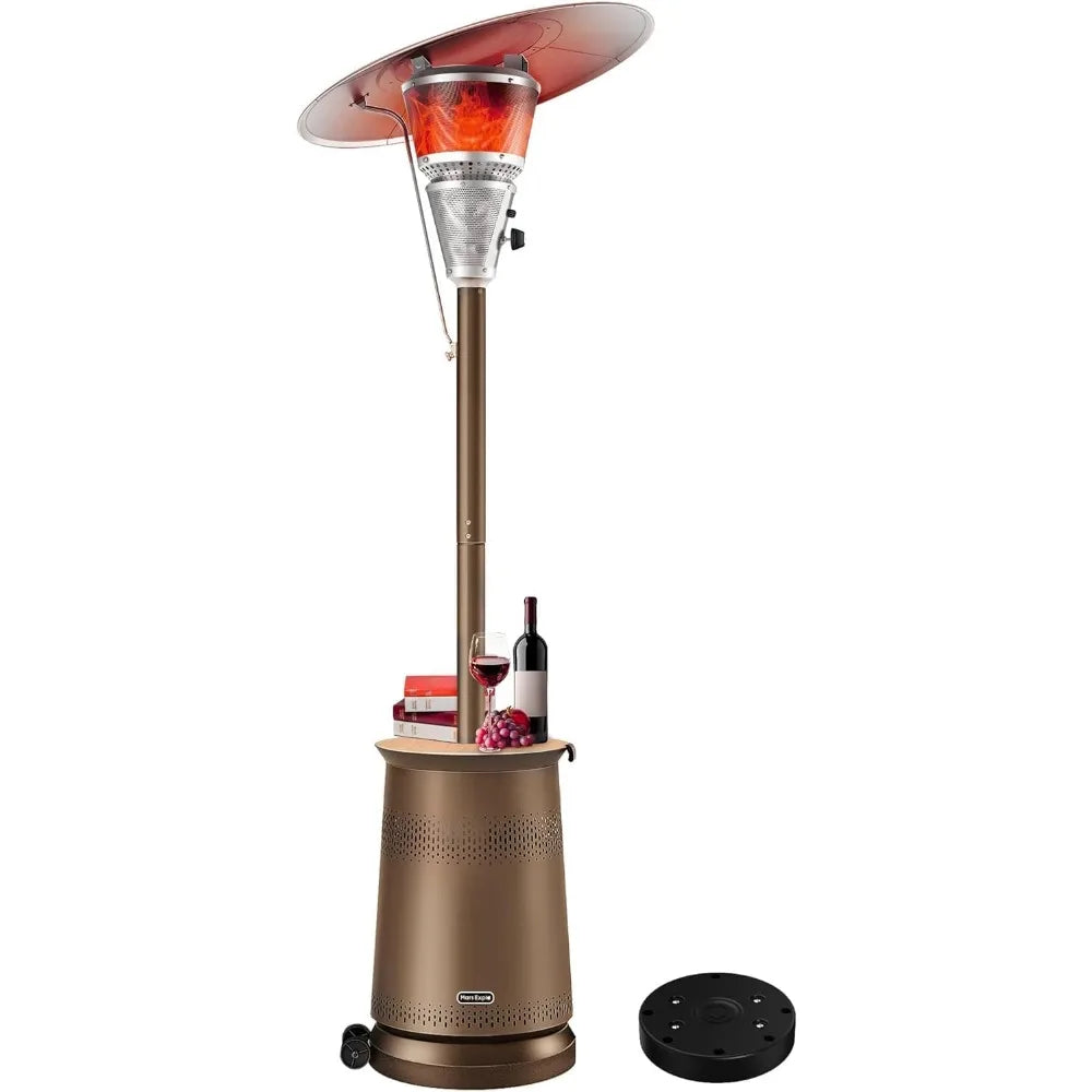 Patio Heater for Outdoor Use With Adjustable Heat Focusing Top, Portable Propane Patio Heater with Wheels, Stainless