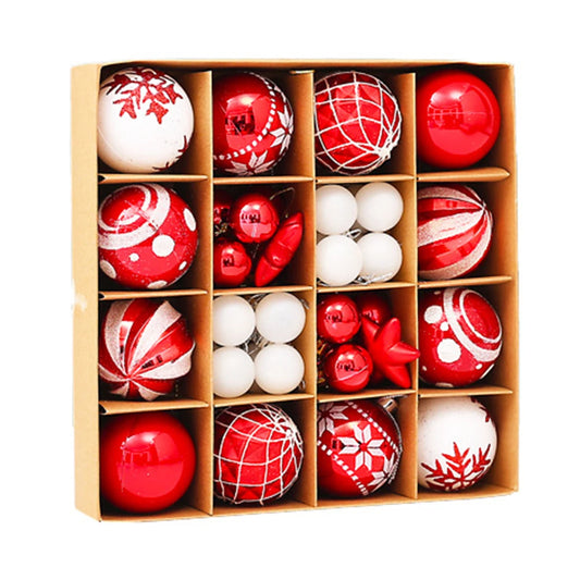 42 Pcs 6 Cm Christmas Ball Ornaments – Red & White