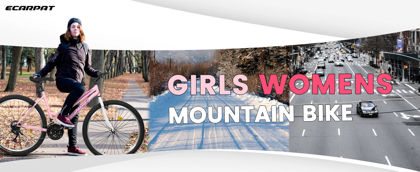Ecarpat Women’s Mountain Bike 24/26 Inch – 21 Speed Outdoor Bicycle with Steel Frame