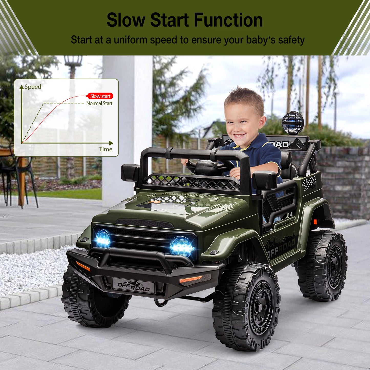 12V Ride-On Truck for Kids – 2 Seater Electric Vehicle with Remote Control, Bluetooth Audio & LED Lights