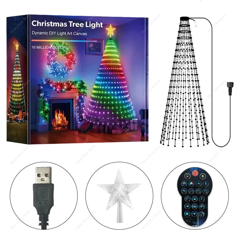 Led Lights String Bluetooth Application Control DIY Image LED RGB Fairy Christmas Tree Lights Holiday Decorations