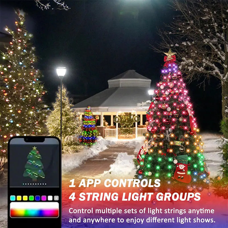 1.8M / 2.1M Smart Christmas Tree Lights – 400 LED APP-Controlled RGB DIY Light Show