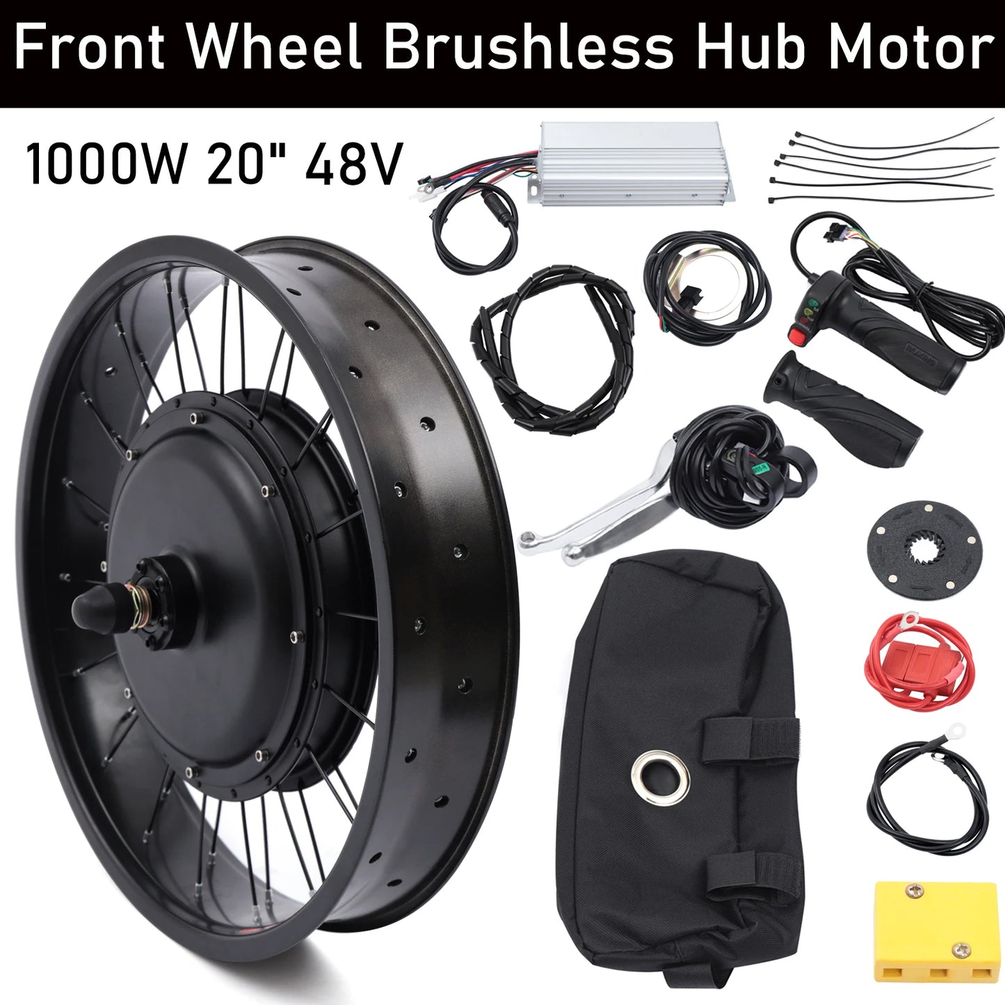 Electric Bicycle Conversion Kit 20" – 48V 1000W Front Wheel E-Bike Motor Kit