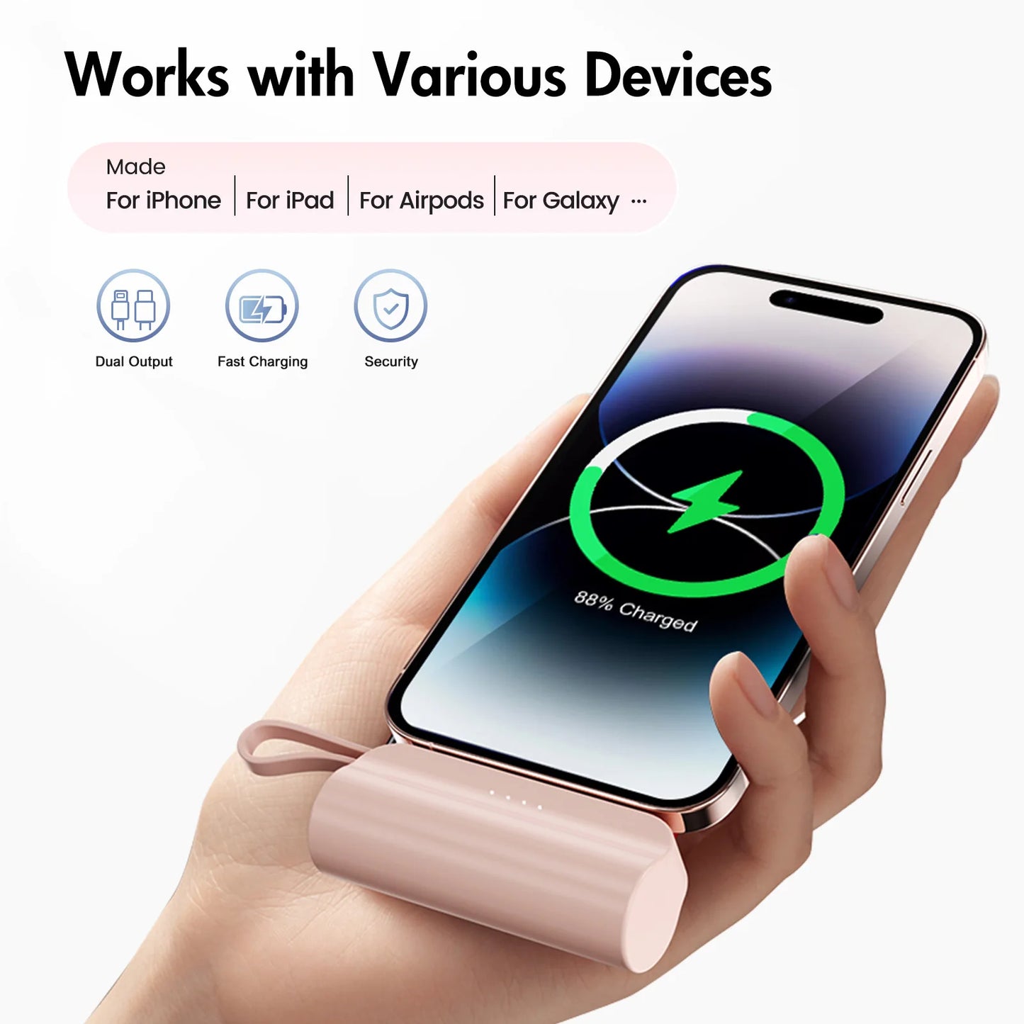 Mini Portable Power Bank 4500mAh – Capsule Charger with Dual USB-C Ports
