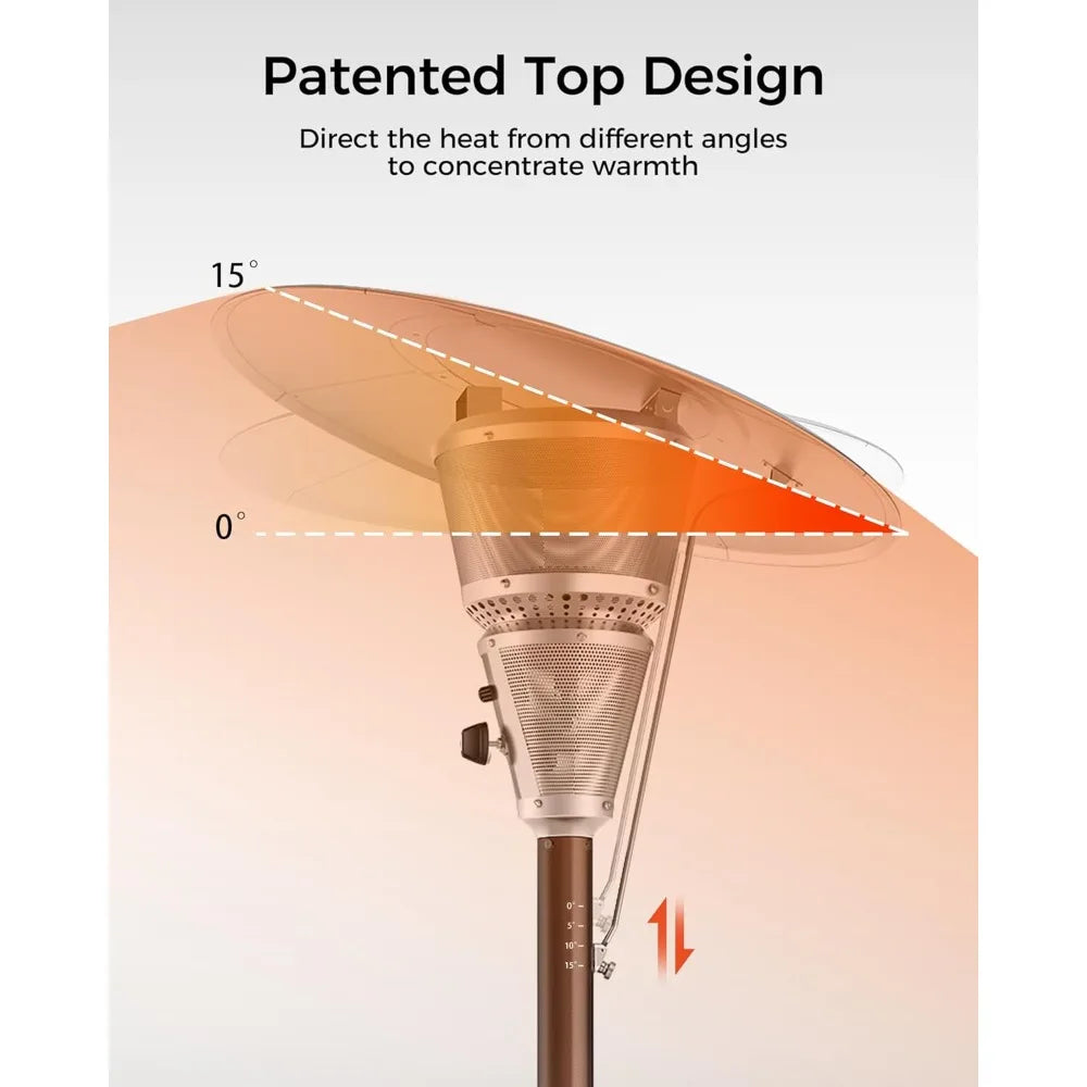 Patio Heater for Outdoor Use With Adjustable Heat Focusing Top, Portable Propane Patio Heater with Wheels, Stainless