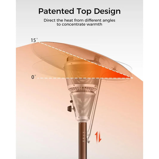 Patio Heater for Outdoor Use With Adjustable Heat Focusing Top, Portable Propane Patio Heater with Wheels, Stainless