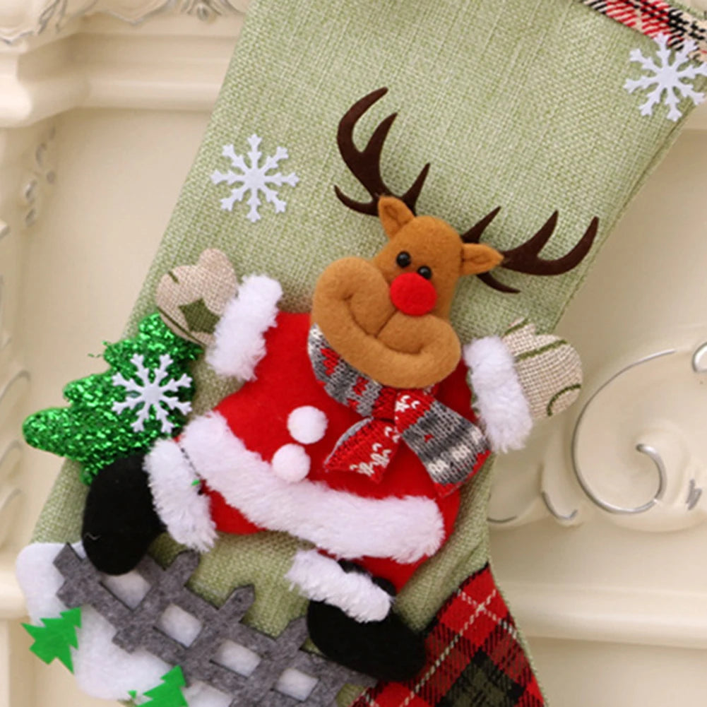 4Pcs Christmas Stockings Set – Santa, Snowman, Bear & Elk