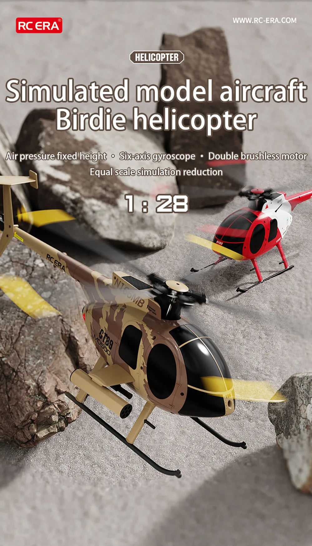 RC ERA C189 MD500 2.4G 6CH Flybarless Brushless RC Helicopter with Altitude Hold – 1:28 Scale