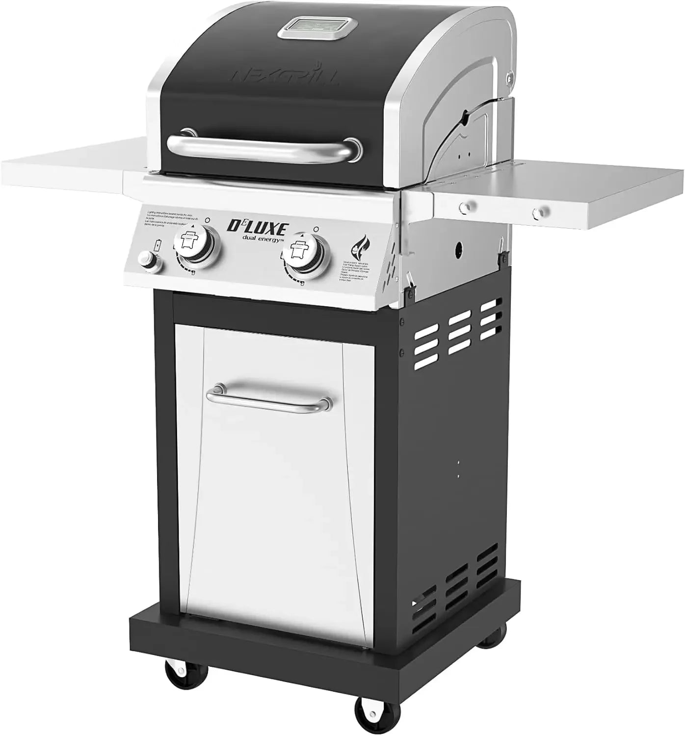Deluxe 2-Burner Propane Gas Grill with Foldable Side Tables – 28,000 BTUs, 401 Sq. In. Cooking Area, Convertible to Natural Gas, Stainless Steel Portable BBQ for Patio, Tailgating, and Outdoor Cooking