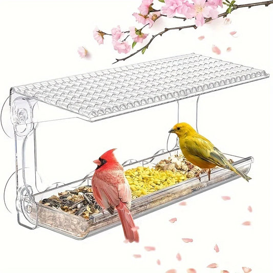 Large Window Bird Feeder with Strong Suction Cups & Removable Seed Tray