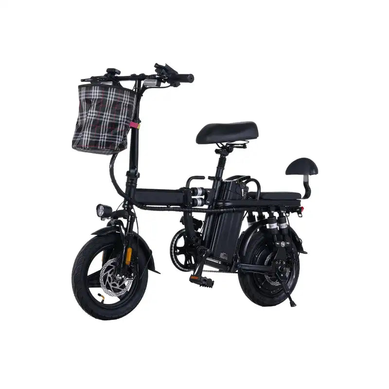 GleeRide A9 Folding Electric Bike – 500W Motor, 48V 15Ah Battery, Dual Seat, 20MPH, 80KM Range, 14" Tires