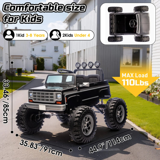 24V Off-Road Electric Ride-On Truck for Kids – Dual Motors – Big Wheels – MP3, Remote Control, LED Lights – Black