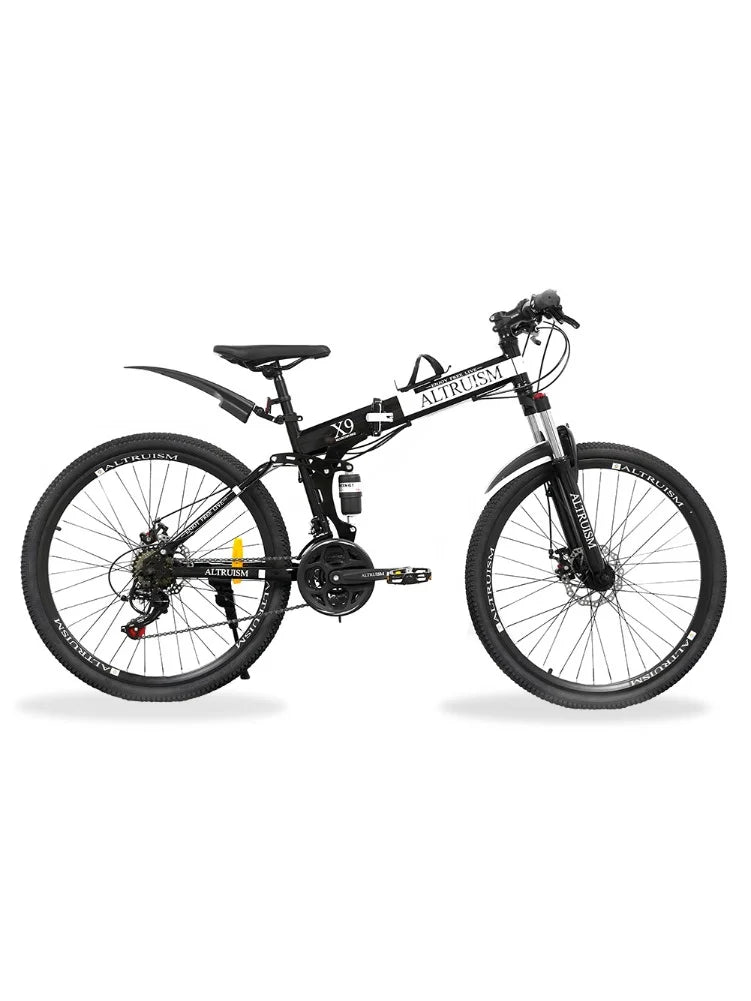 26” Folding Mountain Bike 21-Speed Shimano – Full Suspension & Disc Brakes