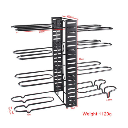 8-Tier Adjustable Pot & Pan Organizer Rack | Heavy-Duty Iron Storage Shelf for Kitchen Cabinets