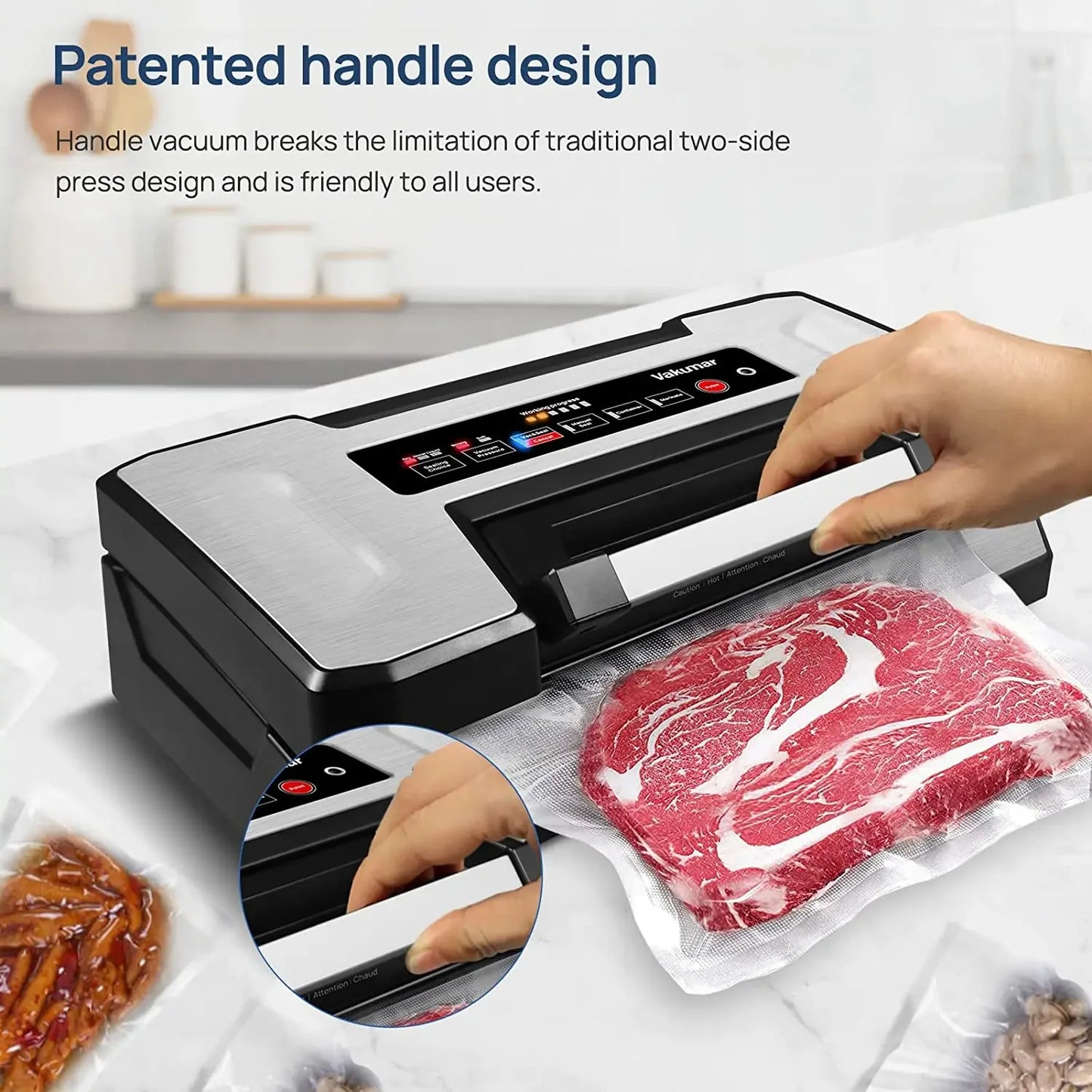 Vakumar VH5186 Food Vacuum Sealer Machine | Automatic Kitchen Sealer with Built-In Cutter & Bag Storage