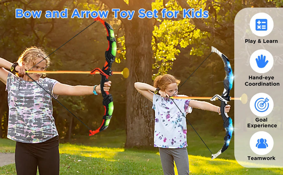 VATOS 2X Bow & Arrow + Dart Gun Play Set
