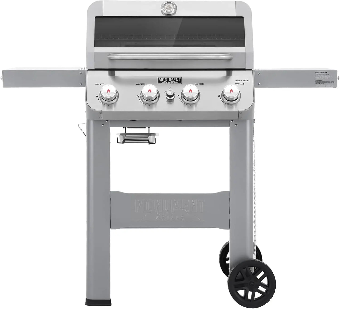 Monument Grills Mesa 400MF – 4-Burner Stainless Steel Propane Gas Grill with Viewing Lid, Foldable Shelf & 570 Sq. In. Cooking Space