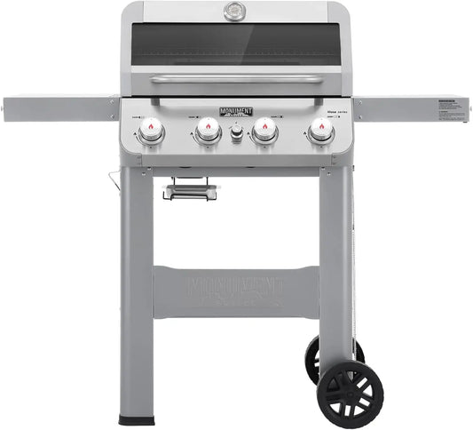 Monument Grills Mesa 400MF – 4-Burner Stainless Steel Propane Gas Grill with Viewing Lid, Foldable Shelf & 570 Sq. In. Cooking Space