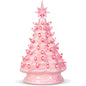 12" Pink Ceramic Prelit Tabletop Christmas with Extra PinkTop Star Christmas Decor