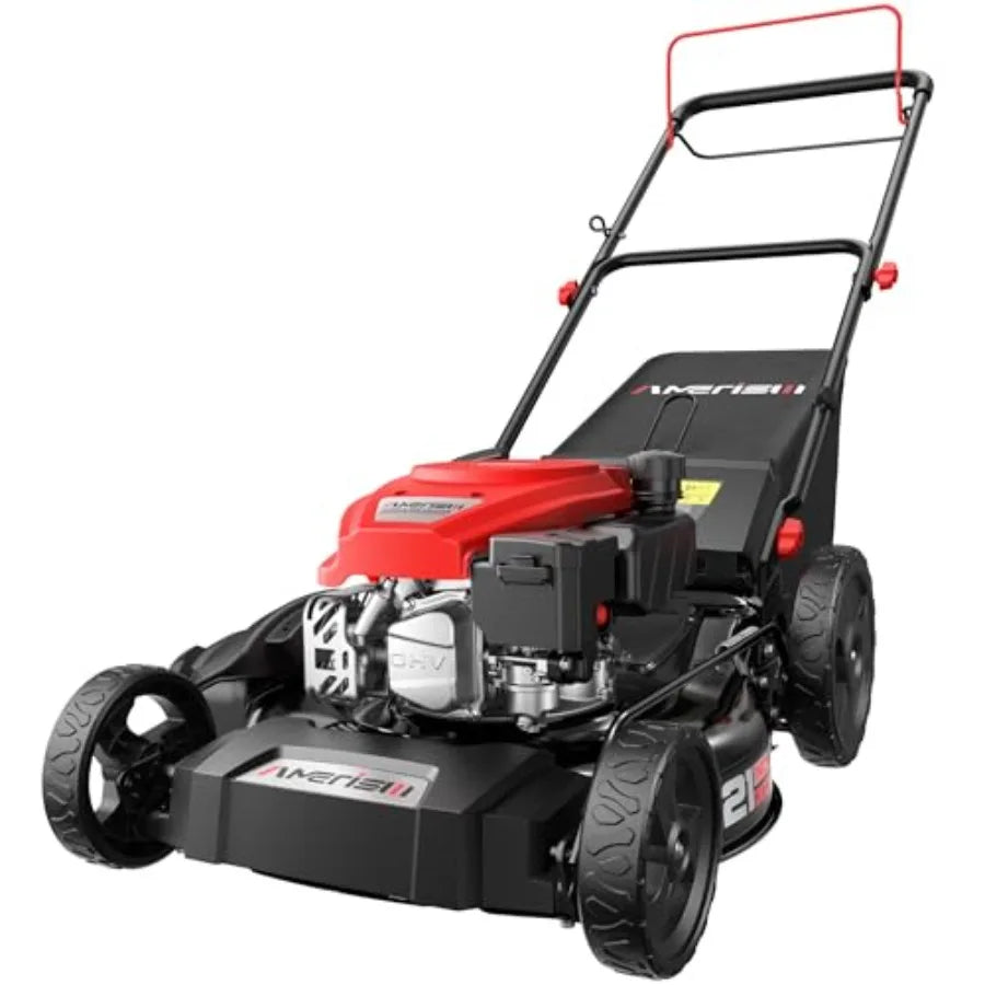 Amerisun 21" Self-Propelled Gas Lawn Mower 170cc OHV Engine with Forced Air-Cooling 3-in-1 System Steel Deck 6-Position Height