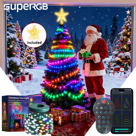 Smart App Control Color Changing Waterproof  400LED Christmas Tree Lights with Star Topper for Indoor Outdoor Xmas Trees Decor