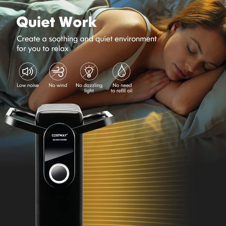 Costway 1500W Oil-Filled Radiator Heater with Foldable Drying Rack & Dual Safety Protection – 3 Heat Settings Electric Space Heater for Bedroom & Living Room