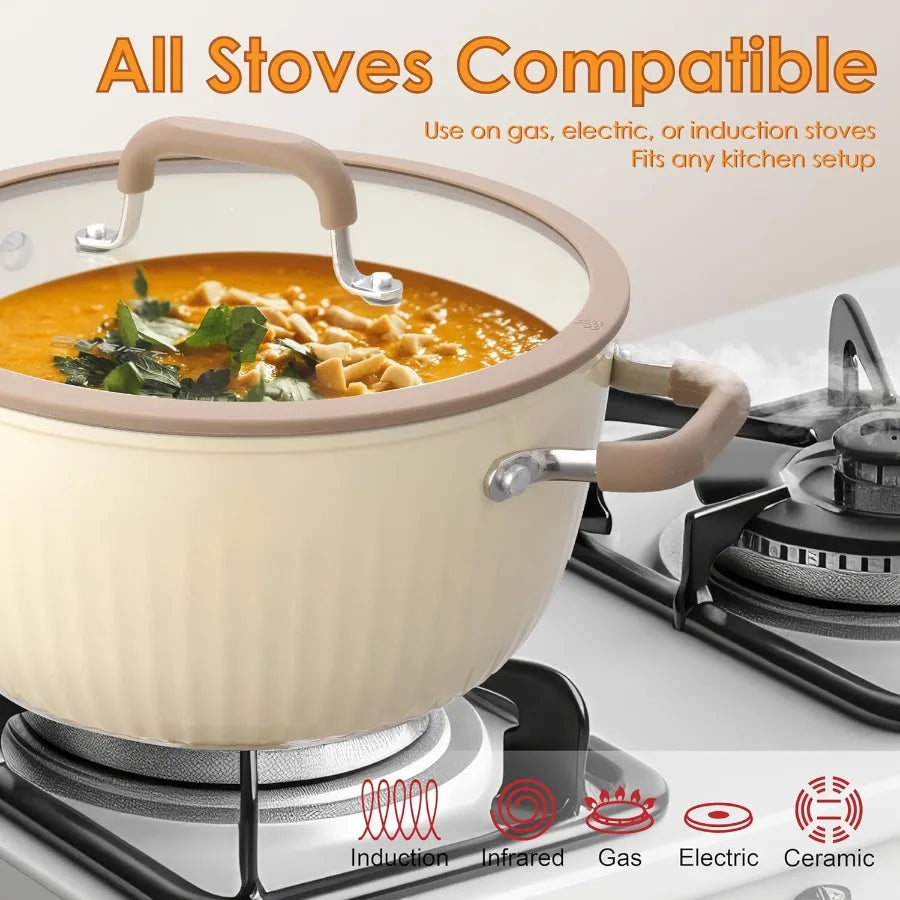 22-Piece Nonstick Ceramic Cookware Set – Pots, Pans & Kitchen Tools
Induction-Compatible Cookware with Stay-Cool Handles