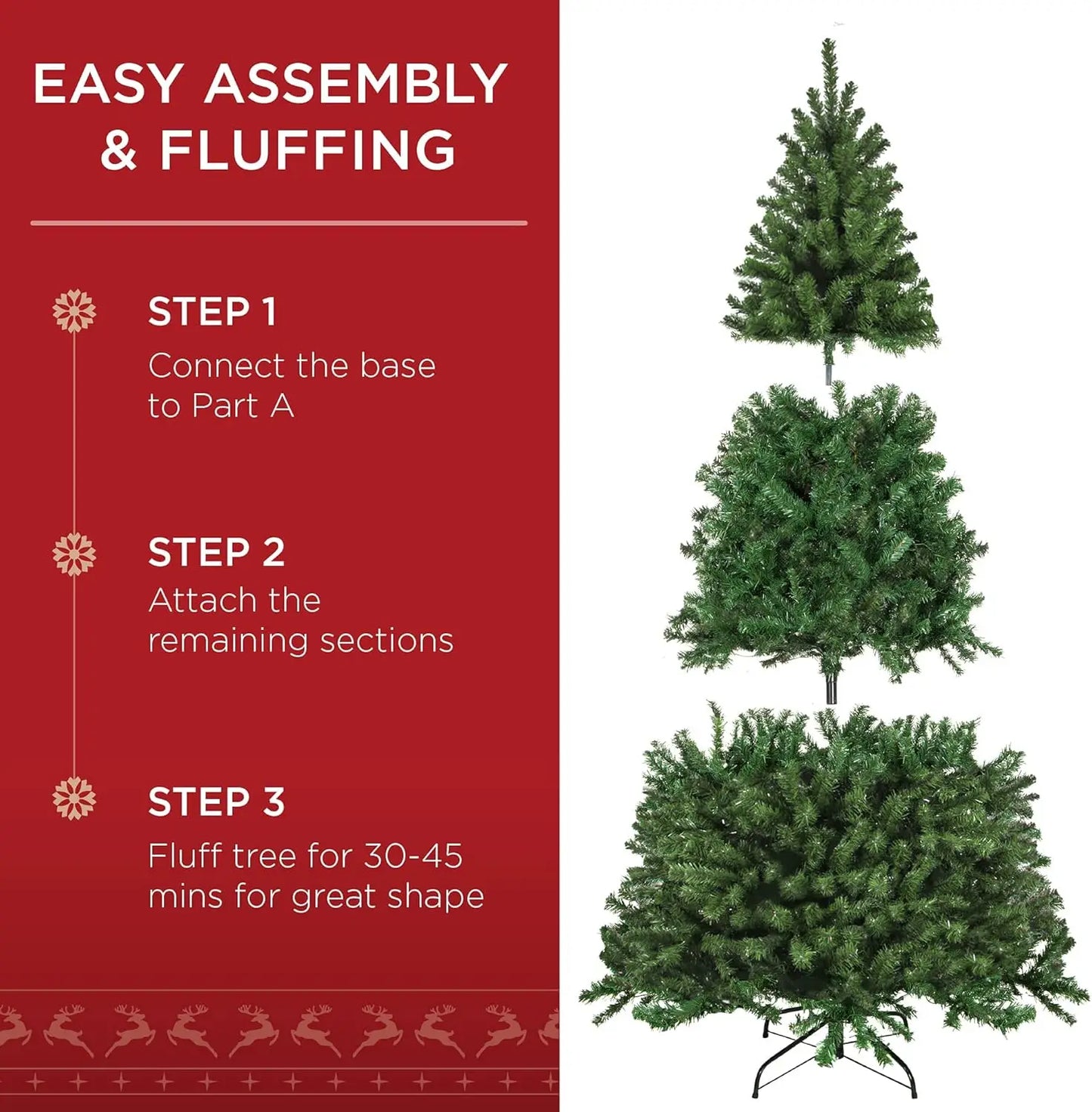 Best Choice Products Artificial Christmas Tree, 6ft,7ft,8ft Premium Unlit Realistic Spruce Holiday Décor w/Dense Branches, Easy Assembly