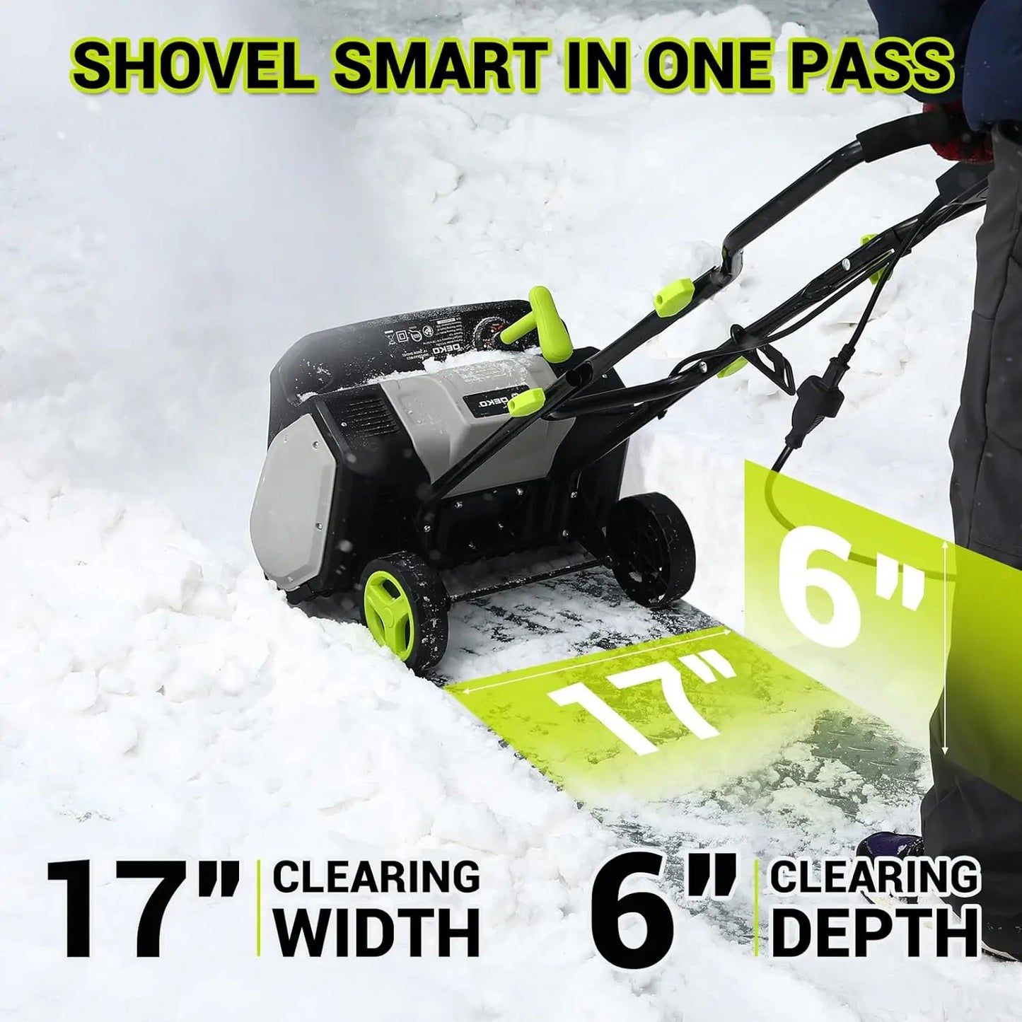 17" Wide Electric Snow Shovel 12-Amp, Corded Snow Blower with Adjustable Chute Throws Snow 20 FT, for Driveways Patios Winter St